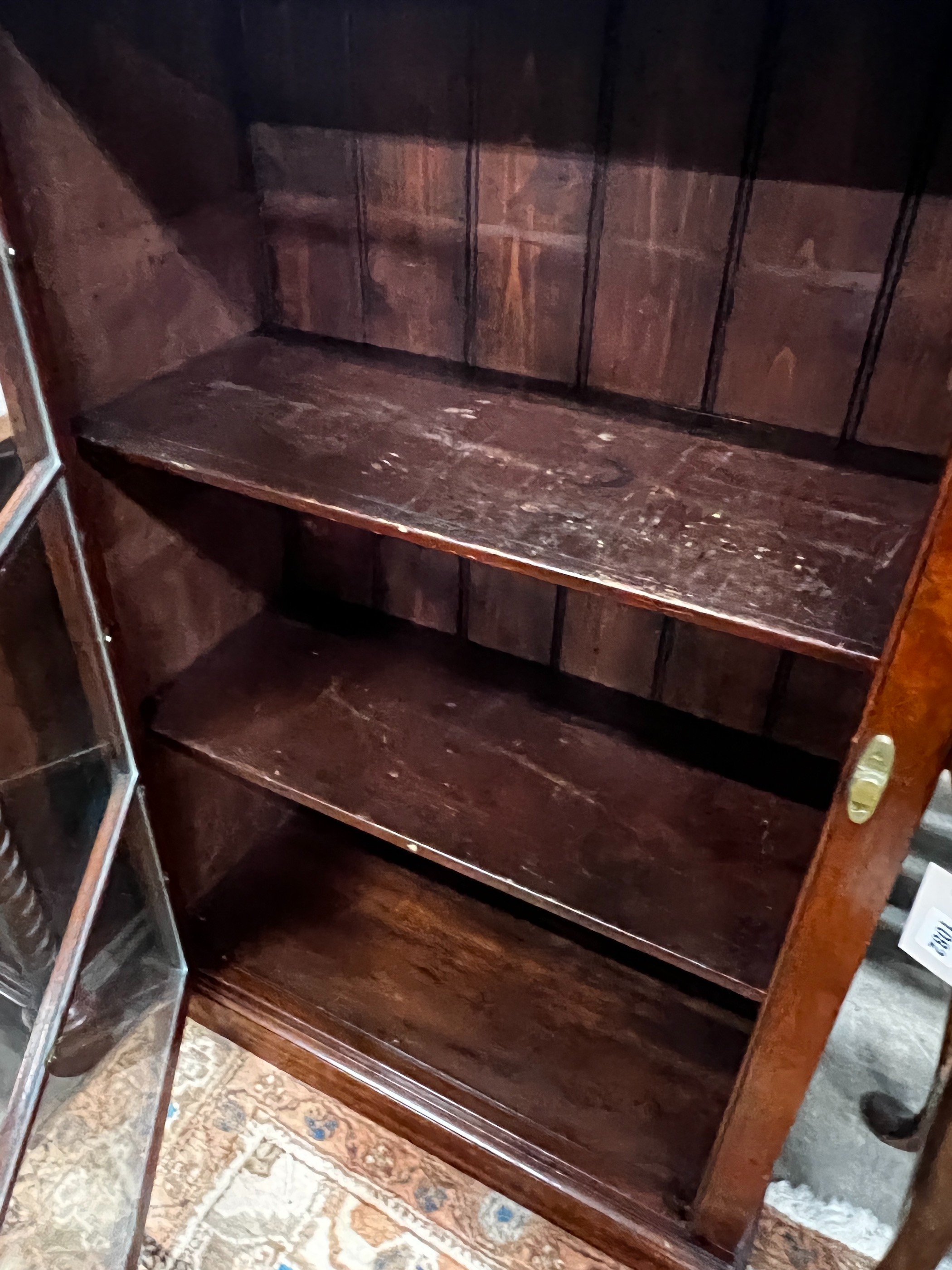 A Victorian mahogany glazed bookcase, length 73cm, width 34cm, height 115cm